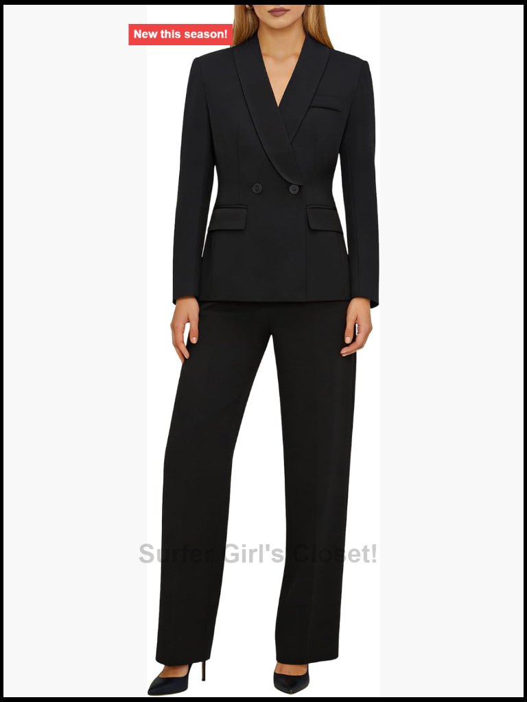 Women's 2 Piece Pant Suit Set Business Casual Blazer Pants Office Work Set